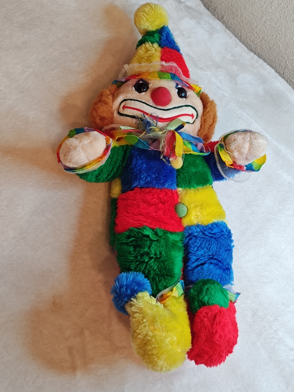 Vtg Cuddle Wit Creation Circus Plush Clown Doll Rainbow Stuffed Toy Colorful 20"